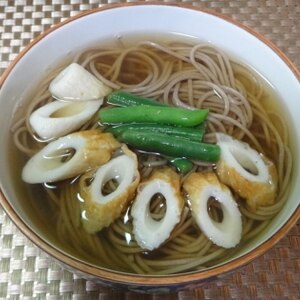 ちくわといんげんのかけ蕎麦